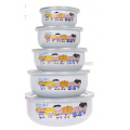 5pcs korean bowl design enamel ice bowl /salad with PE lid